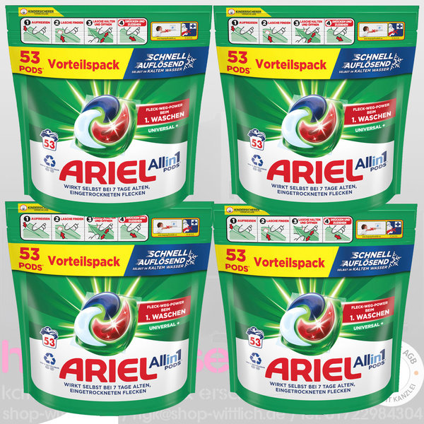 Ariel All-in-1 PODS Colorwaschmittel  4x 53 Stück = 212 Stück Pods